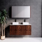 Bali Brown oak fluted wall hung vanity 1200 Cabinet Only