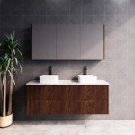 Bali Brown oak fluted wall hung vanity 1500 Cabinet Only