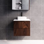 Bali Brown oak fluted wall hung vanity 600 Cabinet Only