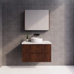 Bali Brown oak fluted wall hung vanity 900 Cabinet Only