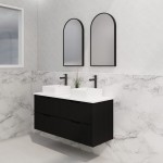 Bali Matte Black fluted wall hung vanity 1200 Cabinet Only