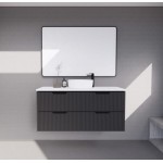 Bali Matte Black fluted wall hung vanity 1200 Cabinet Only