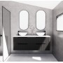 Bali Matte Black fluted wall hung vanity 1500 Cabinet Only Bali Matte Black fluted wall hung vanity 1500 Cabinet Only