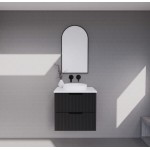 Bali Matte Black fluted wall hung vanity 600 Cabinet Only