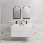 Bali Matte White fluted wall hung vanity 1200 Cabinet Only