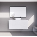 Bali Matte White fluted wall hung vanity 1200 Cabinet Only