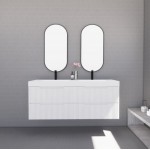 Bali Matte White fluted wall hung vanity 1500 Cabinet Only