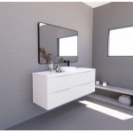 Bali Matte White fluted wall hung vanity 1500 Cabinet Only