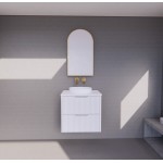 Bali Matte White fluted wall hung vanity 600 Cabinet Only