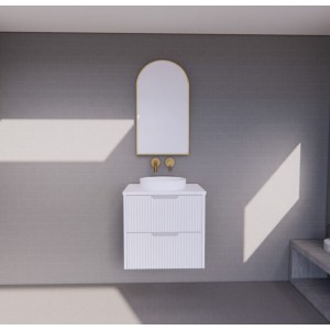 Bali Matte White fluted wall hung vanity 600 Cabinet Only