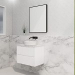 Bali Matte White fluted wall hung vanity 750 Cabinet Only