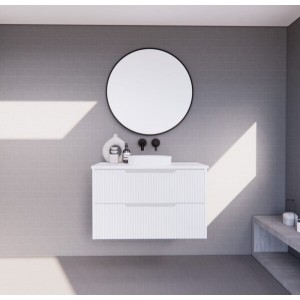 Bali Matte White fluted wall hung vanity 900 Cabinet Only