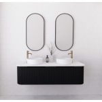 Bergen Matte Black Flute Wall-hung Vanity 1500mm Cabinet Only