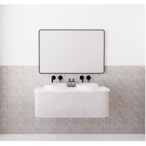 Bergen Matte White Flute Wall-hung Vanity 1200mm Cabinet Only