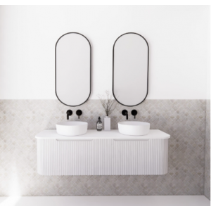 Bergen Matte White Flute Wall-hung Vanity 1500mm Cabinet Only