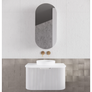 Bergen Matte White Flute Wall-hung Vanity 750mm Cabinet Only