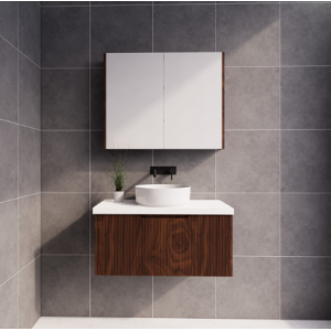 Vienna Brown oak fluted wall hung vanity 900 Cabinet Only