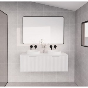 Vienna Matte White fluted wall hung vanity 1200 Cabinet Only