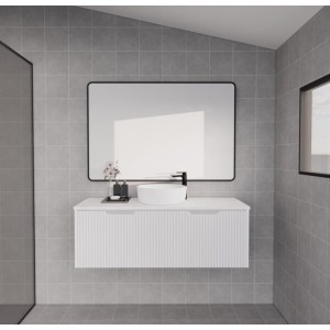 Vienna Matte White fluted wall hung vanity 1200 Cabinet Only