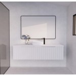 Vienna Matte White fluted wall hung vanity 1500 Cabinet Only