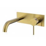 Ikon Hali Brushed Gold Wall Basin Or Bath Mixer With Spout HYB88-602BG