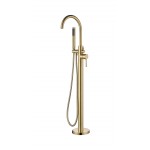 Otus Brushed Gold Free Standing Bath Mixer With Hand Shower