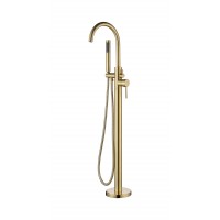 Brushed Gold Round Free Standing Bath Spout