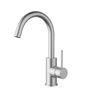 Otus Brushed Nickel Slimline SS Gooseneck Basin Mixer