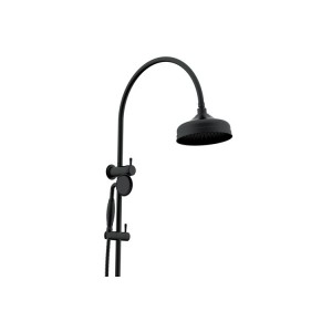 Eternal Matte Black Gooseneck Twin Shower Set 