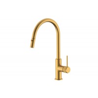 Premium Round Multifunction Brushed Gold Sink Mixer