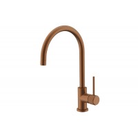 Round Brushed Copper Sink Mixer