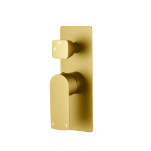 Vog Brushed Gold Shower / Bath Wall Mixer with Diverter Wall Mounted