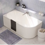 Eleanor Fluted Gloss White Right-Hand Corner Acrylic Bath 1500 Eleanor Fluted Gloss White Right-Hand Corner Acrylic Bath 1500