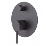 Otus Matte Black Slimline SS Wall Mixer With Diverter