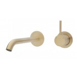 Kaya Up Wall Basin/Bath Mixer Set, Urban Brass, Round Plates, 200mm Outlet Kaya Up Wall Basin/Bath Mixer Set, Urban Brass, Round Plates, 200mm Outlet