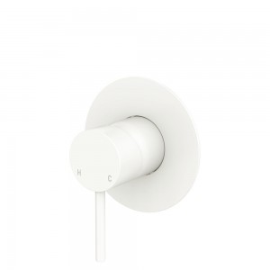 Kaya Wall Mixer, Large Round Plate, Matte White