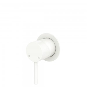Kaya Wall Mixer, Small Round Plate, Matte White