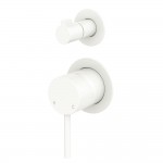 Kaya Wall Diverter Mixer, Small Round Plates, Matte White Kaya Wall Diverter Mixer, Small Round Plates, Matte White
