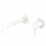 Kaya Basin/Bath Wall Mixer Set, Round Plates, 200mm Outlet, Matte White Kaya Basin/Bath Wall Mixer Set, Round Plates, 200mm Outlet, Matte White