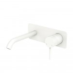 Kaya Basin/Bath Wall Mixer Set, Rectangular Plate, 160mm Outlet, Matte White Kaya Basin/Bath Wall Mixer Set, Rectangular Plate, 160mm Outlet, Matte White