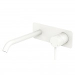 Kaya Basin/Bath Wall Mixer Set, Rectangular Plate, 200mm Outlet, Matte White Kaya Basin/Bath Wall Mixer Set, Rectangular Plate, 200mm Outlet, Matte White