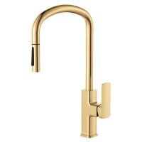 Square Multifunction Brushed Gold Sink Mixer