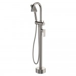 Tono Floor Mounted Bath Mixer With Hand Shower, Brushed Nickel