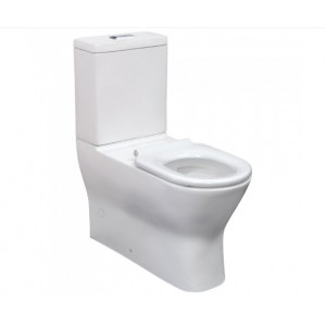 Delta Care Back-to-Wall Toilet Suite, White Seat, Slim Buttons