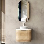 Bondi Natural Oak Wall Hung Curve Vanity 600 Cabinet Only