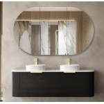 Bondi Black Oak Wall Hung Curve Vanity 1500 Cabinet Only