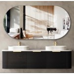Bondi Black Oak Wall Hung Curve Vanity 1800 Cabinet Only