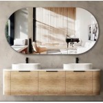 Bondi Natural Oak Wall Hung Curve Vanity 1800 Cabinet Only