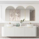 Bondi Fluted Satin White Wall Hung Curve Vanity 1800 Cabinet Only