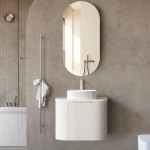 Bondi Fluted Satin White Wall Hung Curve Vanity 600 Cabinet Only